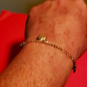 Vintage rare 925 Sterling Silver puffy Heart Charm Bracelet